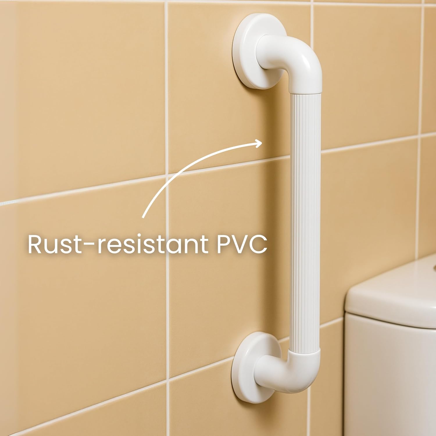 Homecraft Moulded Grab Rail Fluted Bathroom Support 38.1 cm White - Image 5