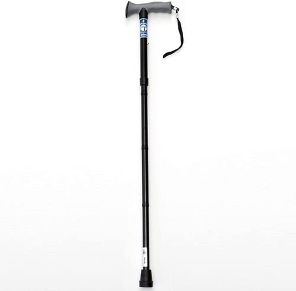 Drive Devilbiss Height Adjustable Folding Walking Stick with Gel Grip, Black
