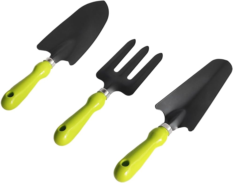 Armo® 3 Piece Carbon Steel Garden Fork Trowel Rake Shovel Spade Set Gardening Plant Hand Tool Set - Image 2