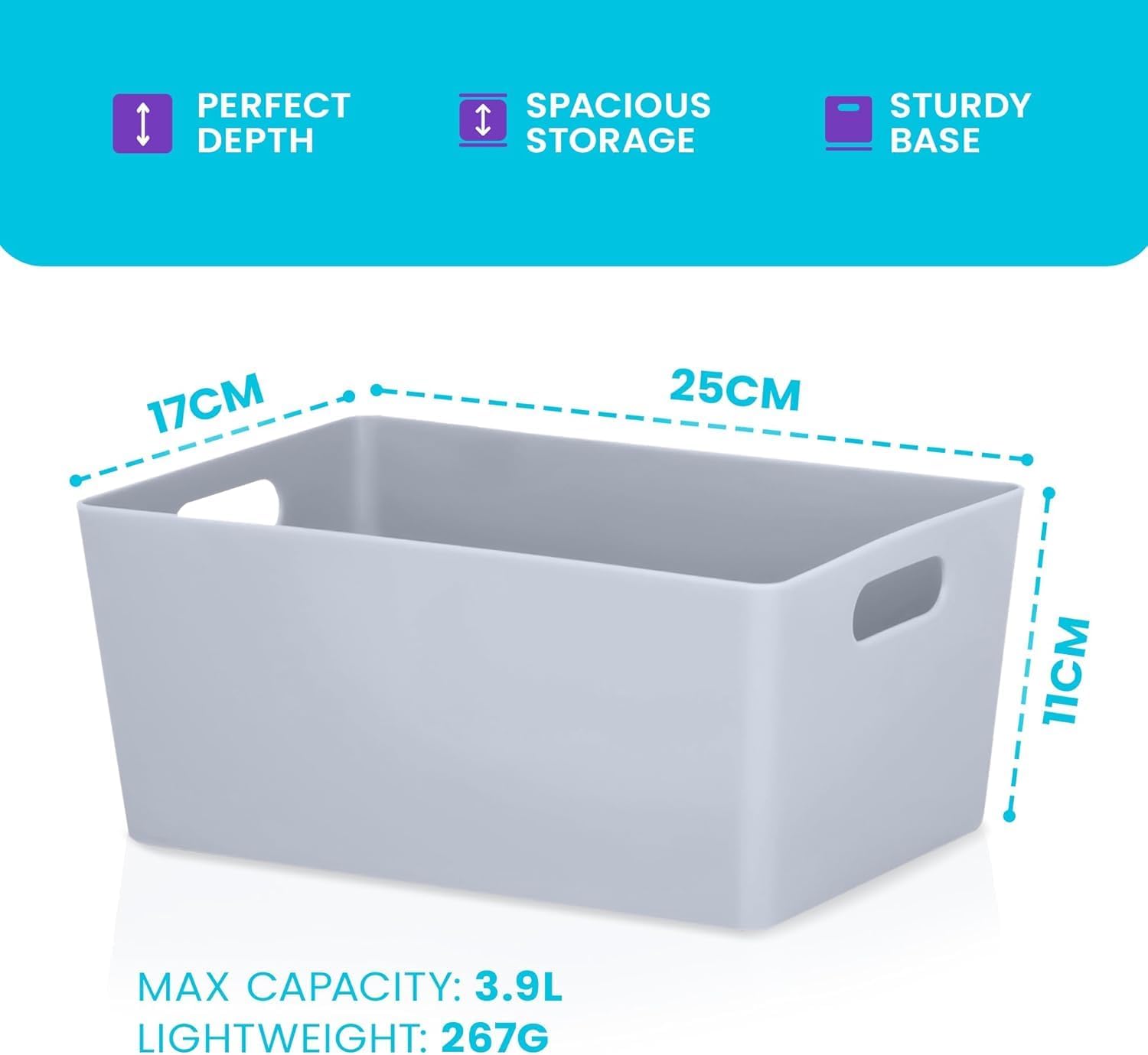 Niftii Storage Boxes | Kitchen Storage & Organisation Baskets 5-Pack 3.9L - Image 2