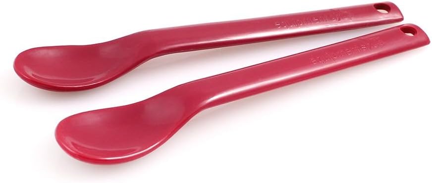 HOMECRAFT Maroon Spoons – Adaptive Feeding Utensils for Oral Hypersensitivity, Tongue Thrust & Poor Lip Closure – Narrow, Shallow Bowl – Large Size, Pack of 10