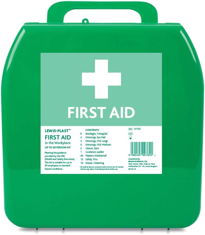 Lewist-Plast Premium Medium 11-20 Persons First Aid Kit Box - Complete with Integrated Carry Handle and Wall Mounting System, Ideal for Schools and Offices, Equipped with Emergency Supplies - Image 2
