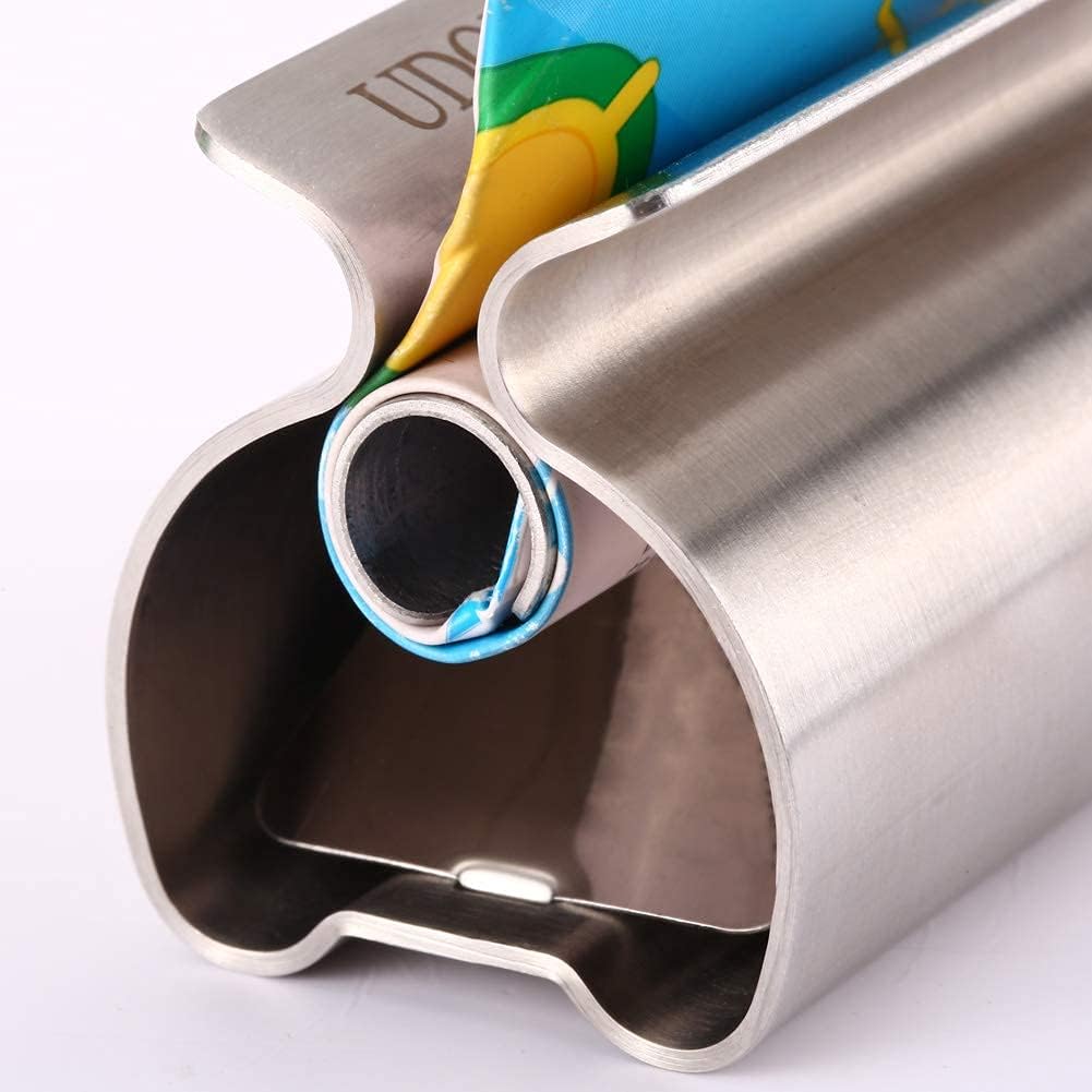 Toothpaste Squeezer 2 Pack - Metal Tube Squeezer Stainless Steel Tube Wringer UDQYQ Toothpaste seat Holder Stand (Gloss Finish Silver) - Image 2