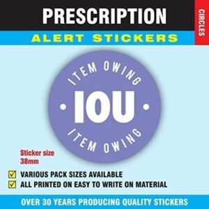 200 Prescription Alert Stickers – Supplied on Sheets (Lavender IOU)