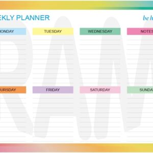 Ram® Weekly Planner Pad For Time Management 52 Sheets Tear Off Schedule Academic Planning, Personal Timetable Meal Plan For Office & Home