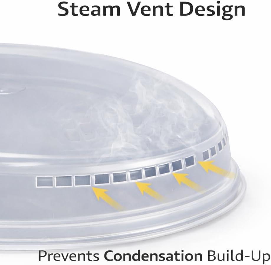 1ABOVE Microwave Plate Covers Pack of 2 | Clear Splatter Guard Lids with Steam Vents & Cool-Touch Handles | BPA-Free Microwave Safe Food Cover 26cm | Dishwasher Safe Kitchen Accessory - Image 4