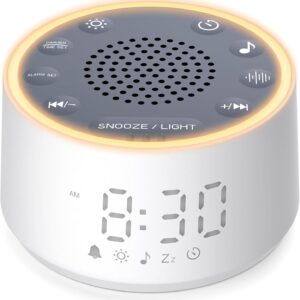 Dreamegg White Noise Machine with Night Light and Clock, D1 Nova, White