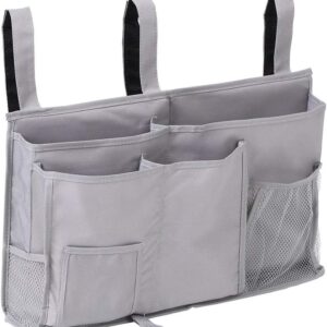 Sugaroom Bedside Storage Caddy, Bunk Bed Organizer Bed Storage Pocket Bedside Organizer Hanging Bed Storage Caddy for College Dorm Room, Hospital Bed Rails, Baby Bed, Camp (Grey)