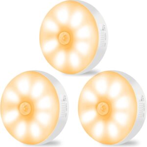 Motion Sensor Lights Indoor Rechargeable Wireless Wall Light LED Stair Night Lights Lamps with Auto/On/Off for Stairs Living Room Bathroom Corridors Closet Kitchen Under Cabinets (6000K, 3 Pack)