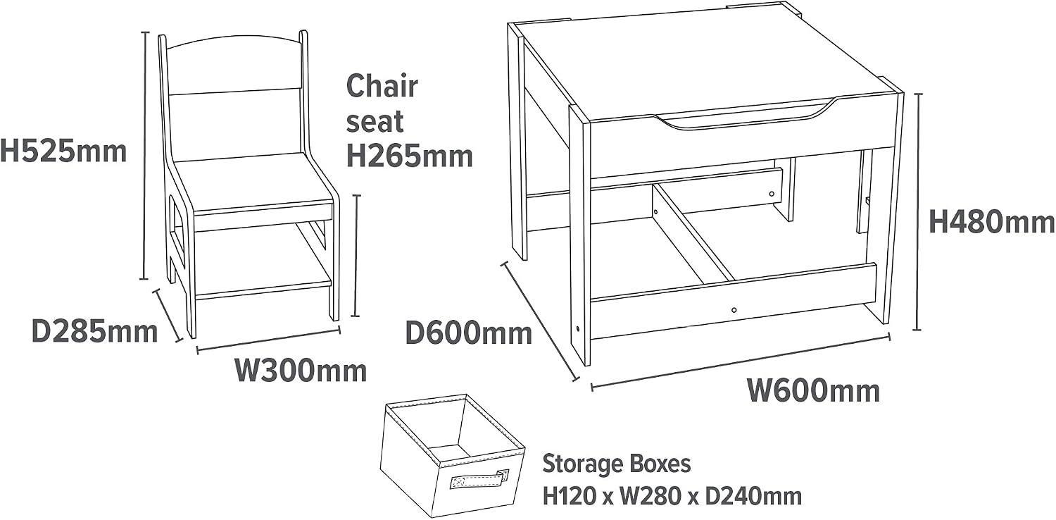 Liberty House Toys Kids Table and Chair Set with Storage Boxes and Play Table, White and Grey - Image 7