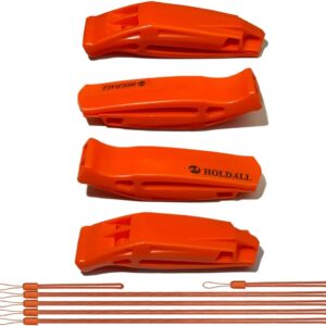 Emergency Whistle with Lanyard, Safety Whistle for Outdoors Camping Survival Trekking Kayak Boating PFD & Signaling (Orange 4 Pack)