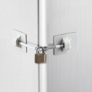 Computer Security Products Refrigerator Door Lock with Padlock – White