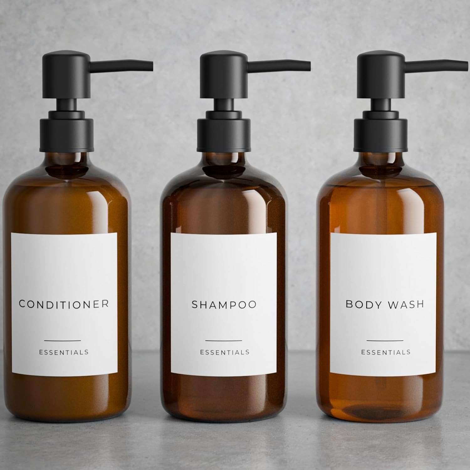 Stylish Shampoo and Conditioner Dispenser, Set of 3, Modern 600ml Shower Soap, PET Bottles with Pump and Labels, Easy to Fill Shower Wash Dispenser for Instant - Image 8