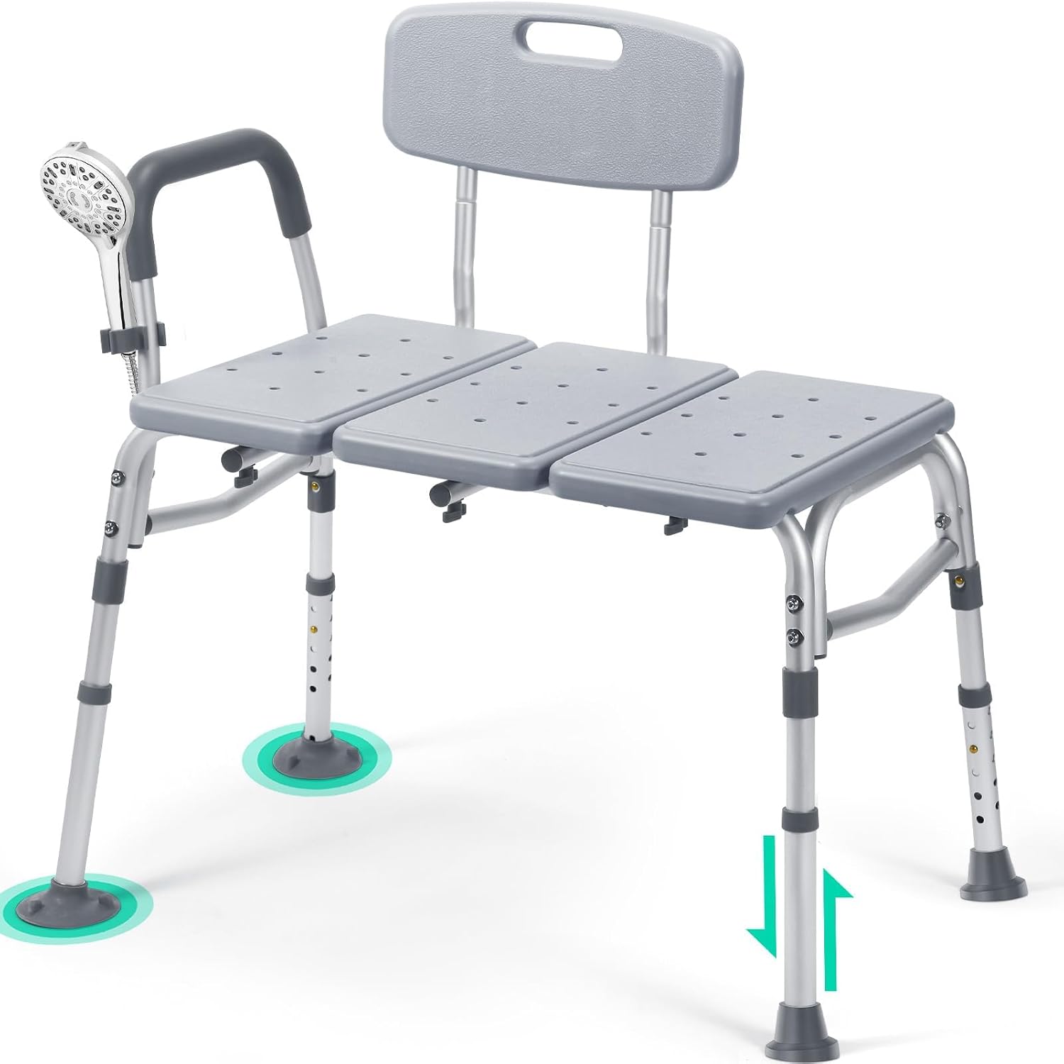 Tub Transfer Bench w/Backrest for Bathtub, Height Adjustable Shower Chair