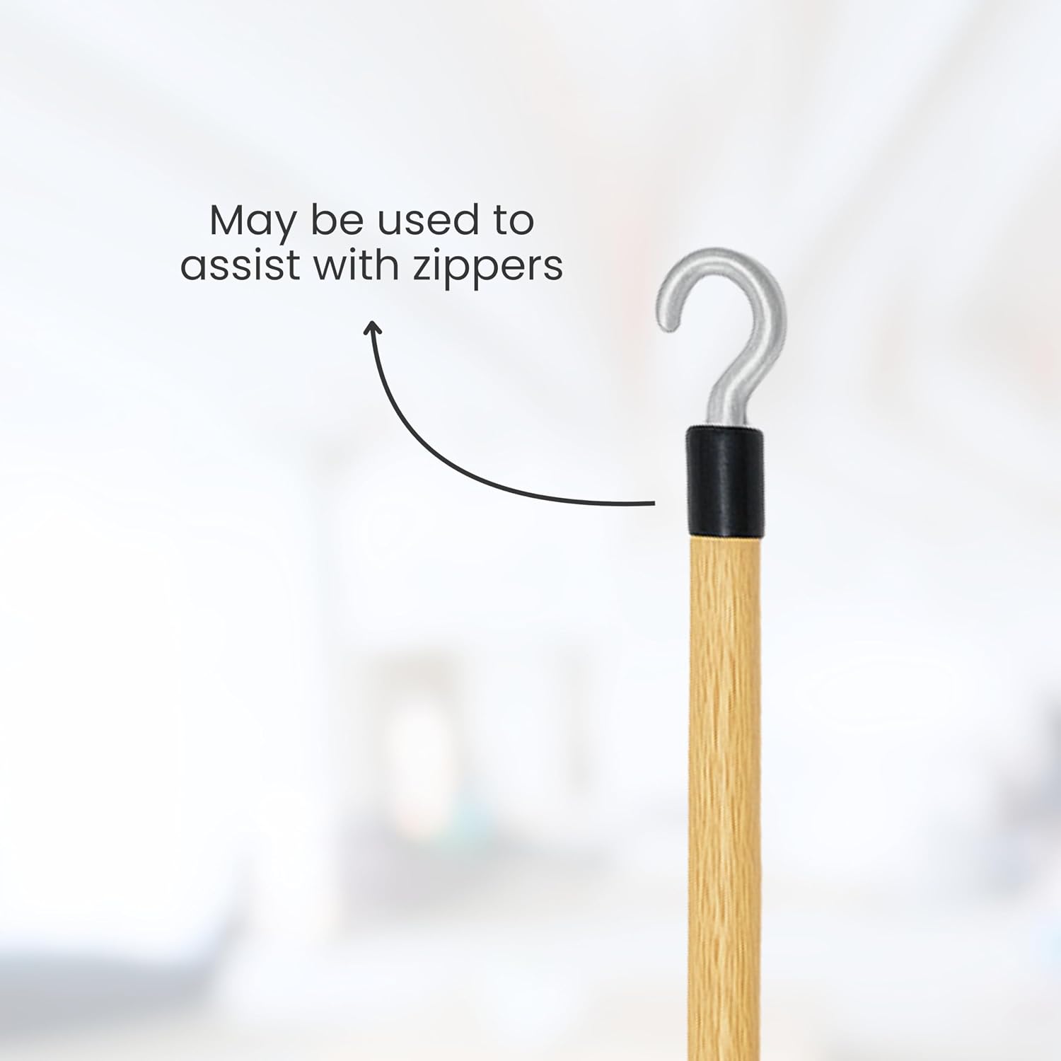 Hmoecraft Deluxe Dressing Stick, 26" Long, Lacquered Wood with Reinforced Hook at End, 5/8" Diameter, Adaptive Dressing Aid Limits Bending & Reaching, Putting On & Pulling Off Clothing Made Easy - Image 5
