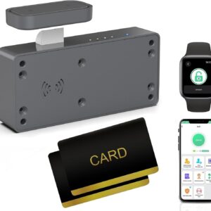 Drawer Lock RFID Card NFC Hidden Cabinet Lock for Kitchen Pantry Furniture eLinkSmart Cupboard Door with iOS Watch APP Child Safety No Drilling Required Gray