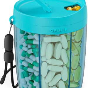 PULIV Large Pill Bottle Organizer Anti-Mix Design, 6 Slots, 20 Labels