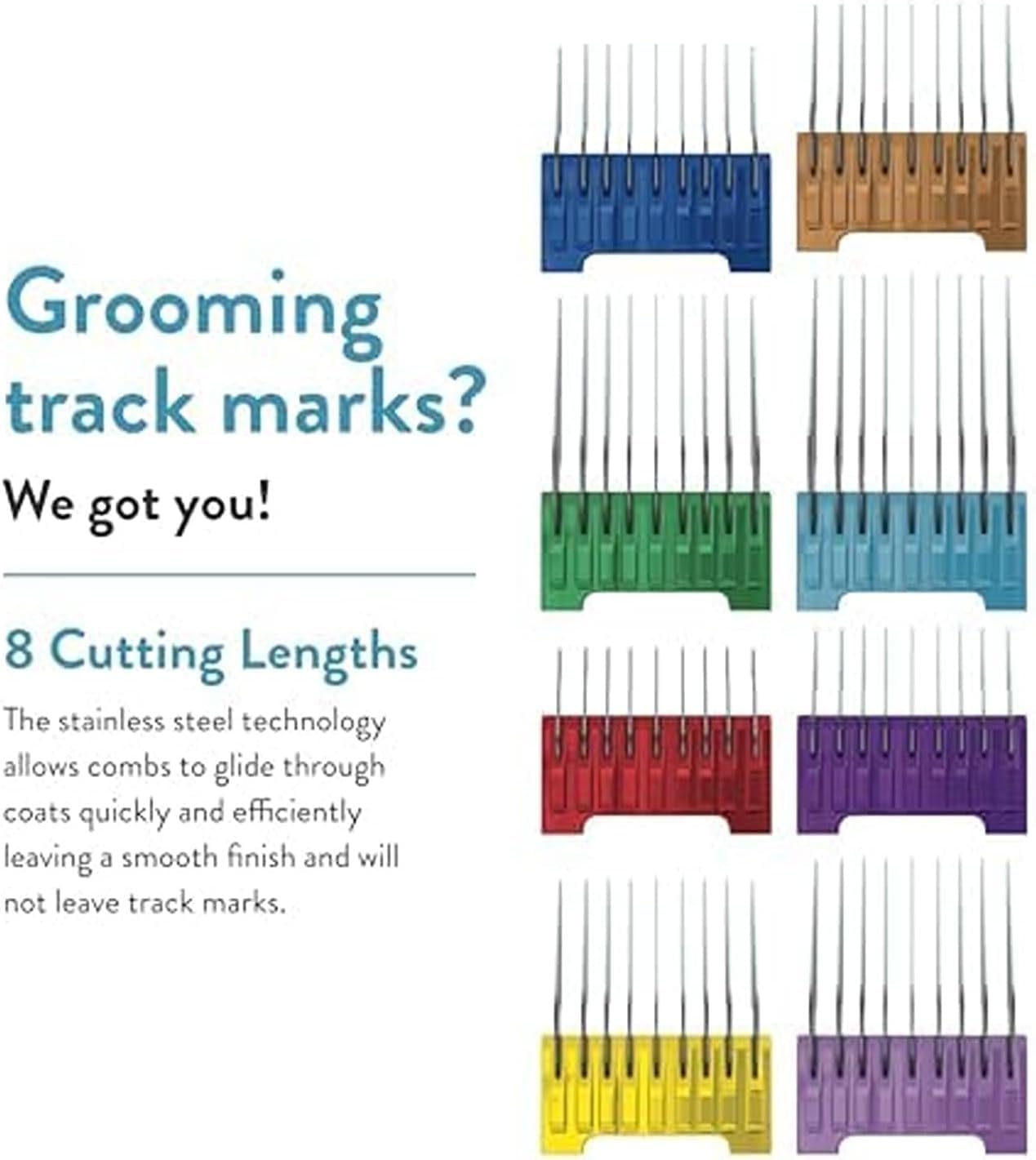WAHL Professional Animal Stainless Steel Attachment Guide Comb Set for Wahl's Bravura, Arco, 5 Style Groom, Chromado, Creativa, Figura, and Motion Pet, Dog, Cat, and Horse Clippers - Image 6