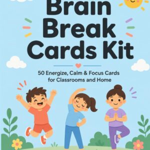 Brain Break Cards Kit: 50 Energize, Calm & Focus Movement Cards for Classroom or Home: Printable Activity Deck with Individual Schedules, Weekly … Posters for Teachers, Counselors, and Parents