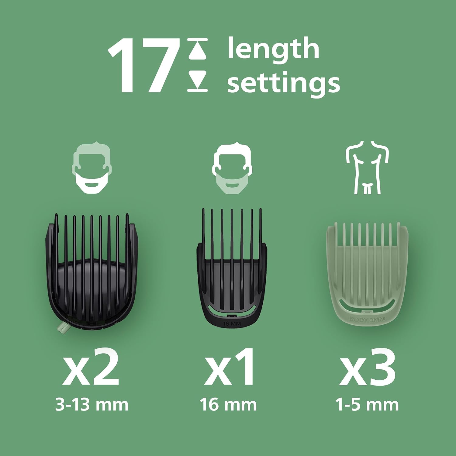 Philips Multigroom 5000 Series All-in-One 11-Piece Trimmer - Shaver and Clipper for Beard, Nose, Hair, and Body, Self-Sharpening Full Metal Blades, 17 Length Settings (0.5-16 mm), Model MG5951/15 - Image 3
