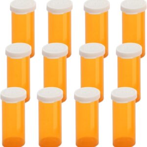Empty Plastic Pill Bottles with Easy Open Snap Caps (Not Child Resistant), Prescription Medication Vials, Clear Containers Pill Cases Organizers (6 Dram, 12pcs)