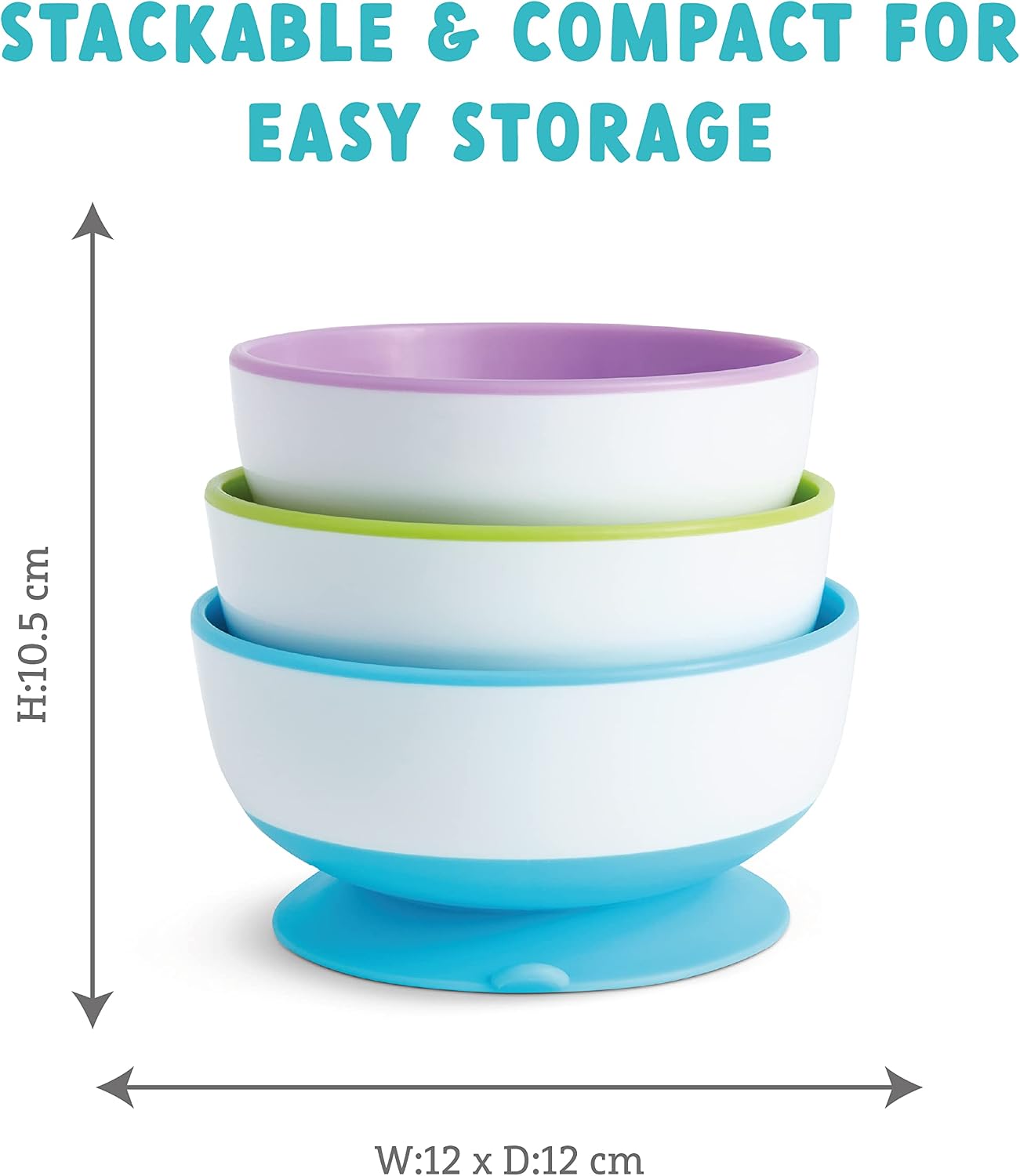 Munchkin 9 Piece Weaning Set, Includes 3 x Stay Put Suction Bowls & 6 x Soft Tip Spoons - Image 4