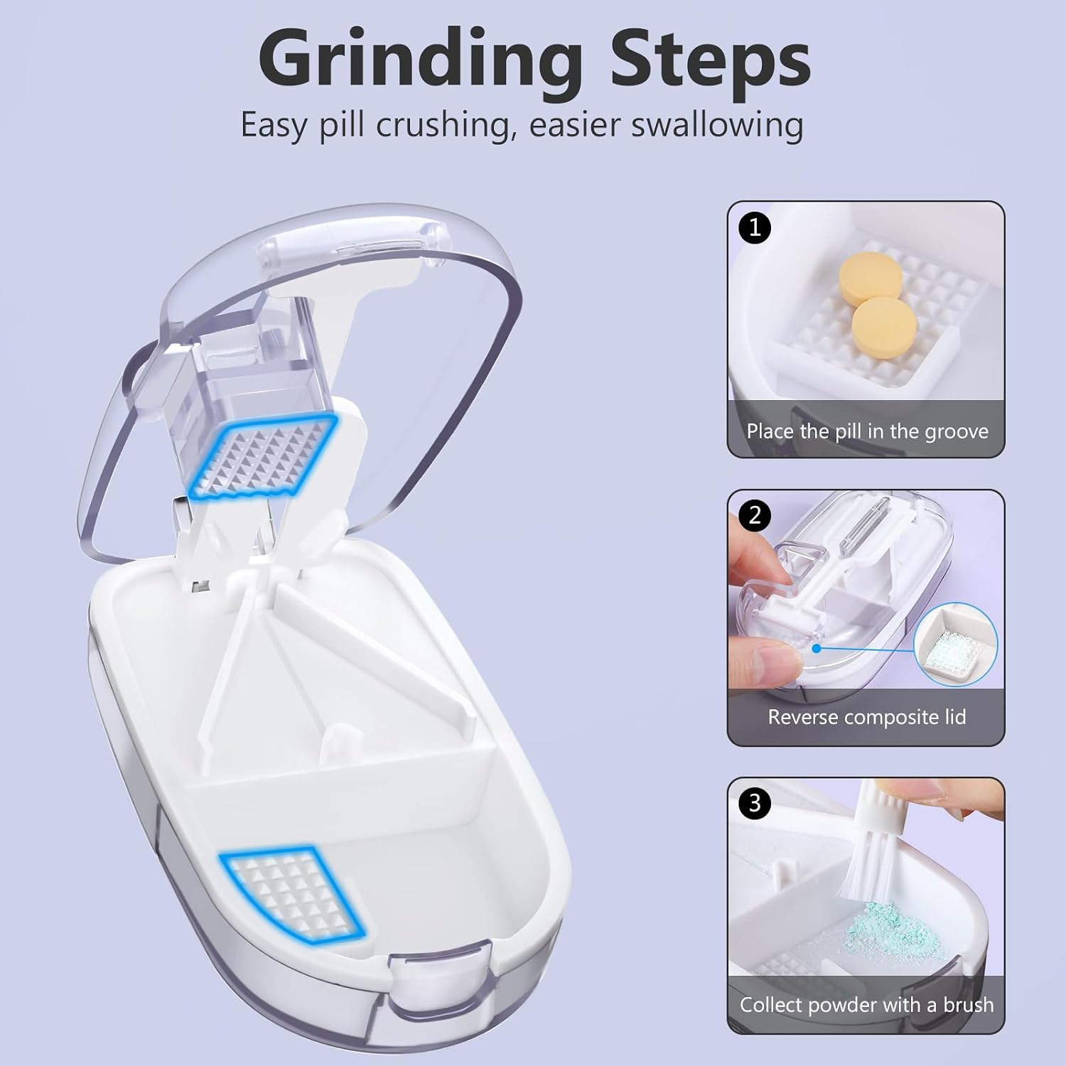 Alyvisun Pill Cutter, Safety Blade Guard & Sliding Storage, Transparent - Image 5
