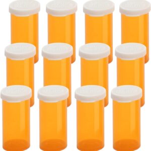 Empty Plastic Pill Bottles with Easy Open Snap Caps (Not Child Resistant), Prescription Medication Vials, Clear Containers Pill Cases Organizers (8 Dram, 12pcs)