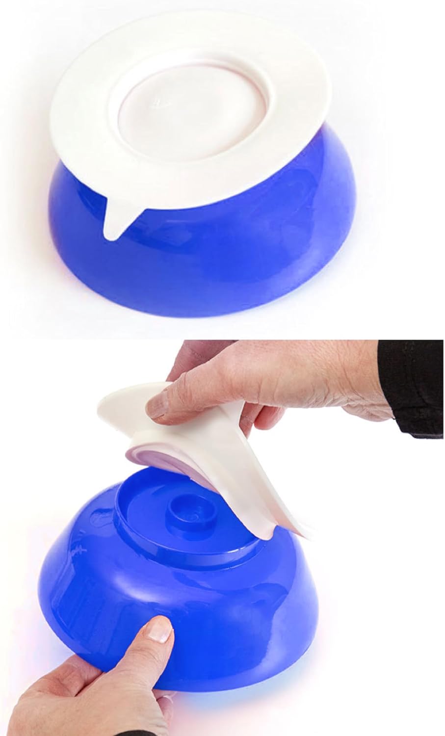 pekokavo 5.8" Anti-Spill Suction Bowl for Seniors, Non-Slip No Tip Adaptive Feeding Bowl for Elderly, Disabled Adults, or Parkinson's, Pack of 2 (Blue Bowls) - Image 2