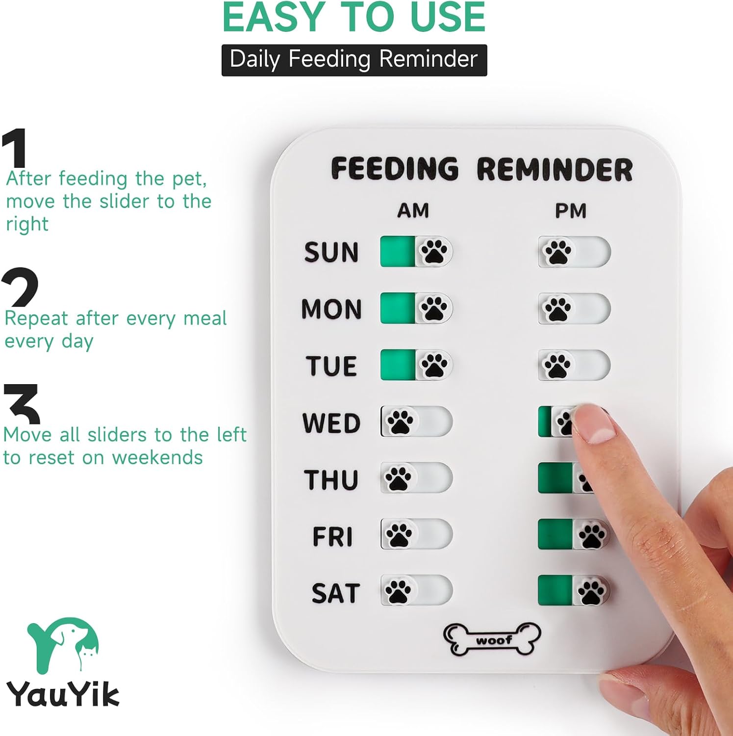 YAUYIK Dog Feeding Reminder, Magnetic Reminder Sticker, AM/PM Daily Indication Chart Feed Your Pets, Fridge Magnets and Double Sided Tape, Helps You to Track Pet Feeding & Medication (White) - Image 6