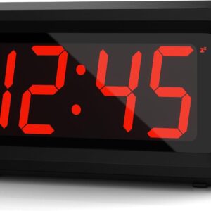 KWANWA Desk/Bedside/Wall Digital LED Alarm Clock With Big 1.2” LED Time Display,AA Battery Powered Only,Can Be Placed Anywhere Without A Cumbersome Cord, Black Colour