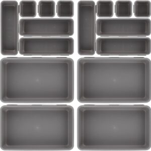 ASelected 16 Pcs Drawer Organiser,Interlocking Drawer Dividers Plastic Storage Trays,Tidy Desk Drawer Organiser for Kitchen Office Make-Up Clothing Dresser Cosmetics Jewellery Craft Bathroom