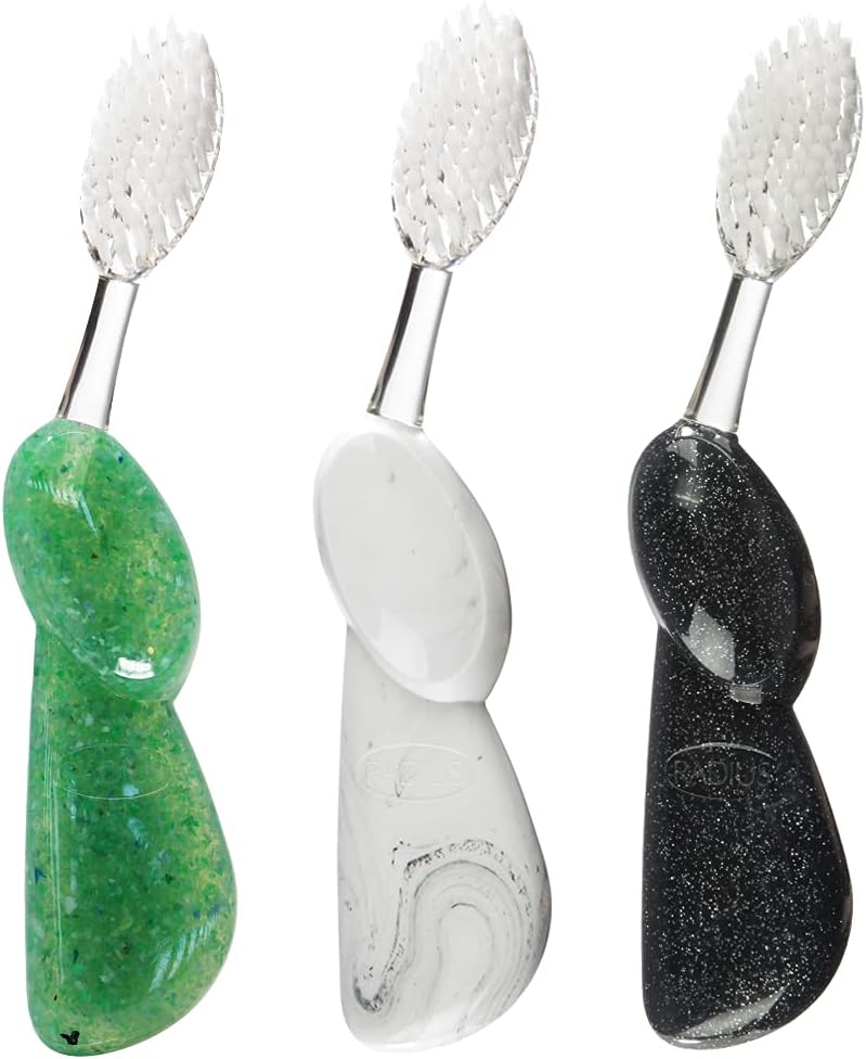 Radius Big Brush BPA Free & ADA Accepted Toothbrush Designed to Improve Gum Health & Reduce Gum Issues - Right Hand - Pack of 3