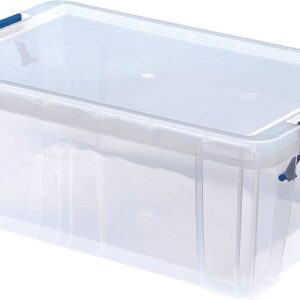 Bankers Box 10L Plastic Storage Boxes with Lids. ProStore Super Strong Plastic Storage Boxes (14 x 34 x 21.5cm), Made in the UK, Clear