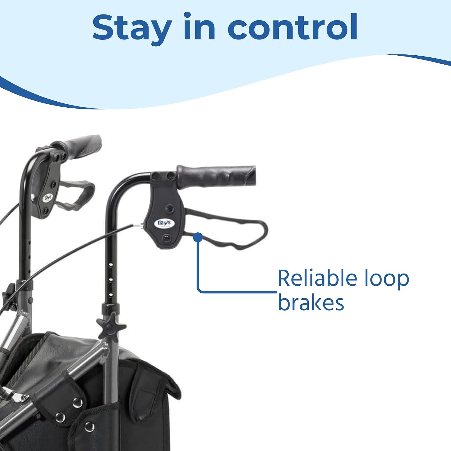 Days Tri Wheel Walker Rollator Foldable Mobility Aid with Bag – Purple - Image 5