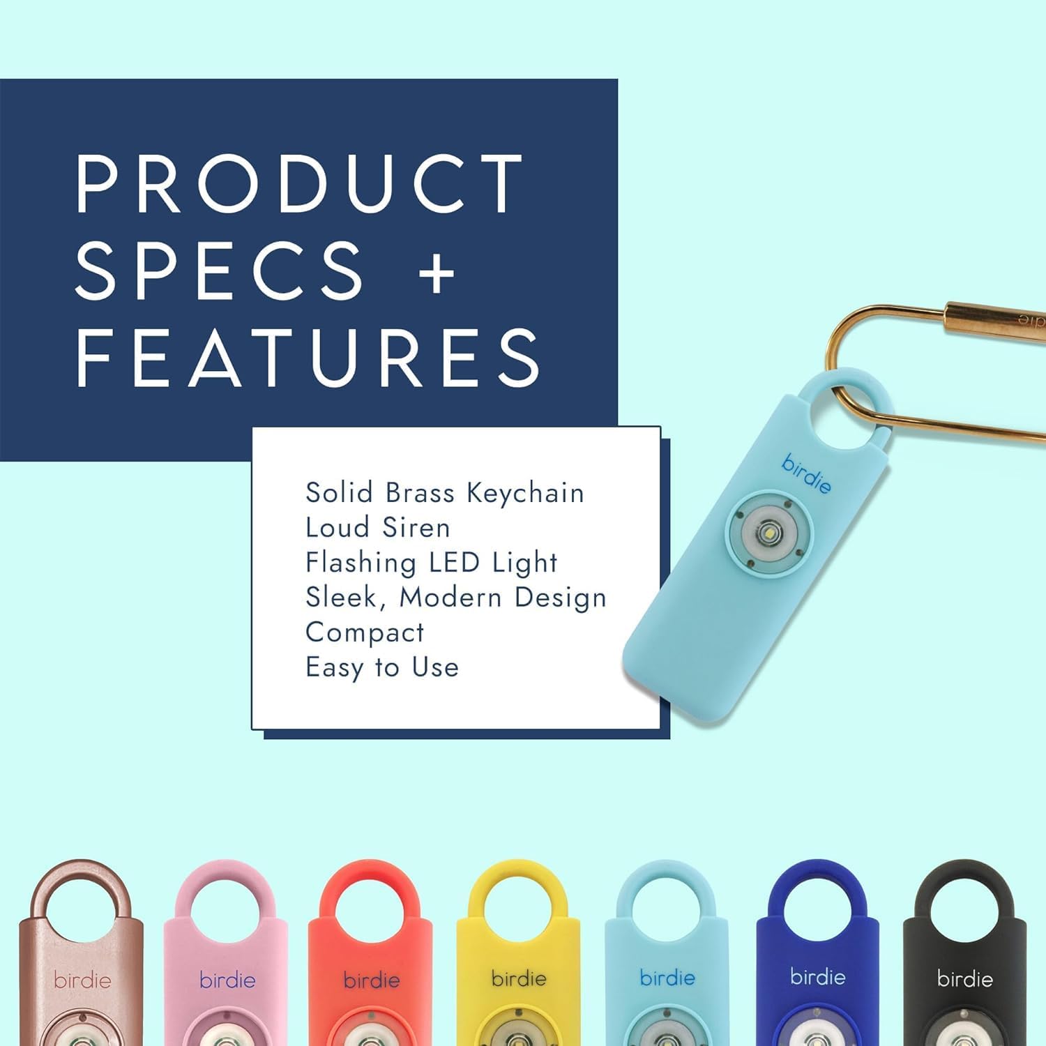 She’s Birdie–The Original Personal Safety Alarm for Women by Women–Loud Siren, Strobe Light and Key Chain in a Variety of Colors (Metallic Silver) - Image 3