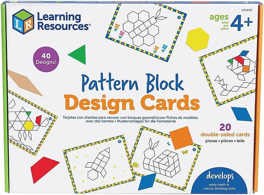Learning Resources Pattern Block Design Cards, Colour Recognition, STEM Toy, Ages 4+