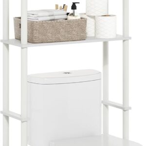 Furinno TURN-N-TUBE Over The Toilet Storage, 3-Shelf Over The Toilet Organizer, Freestanding Space Saver Bathroom Shelf, for Bathroom Organizers and Storage, White
