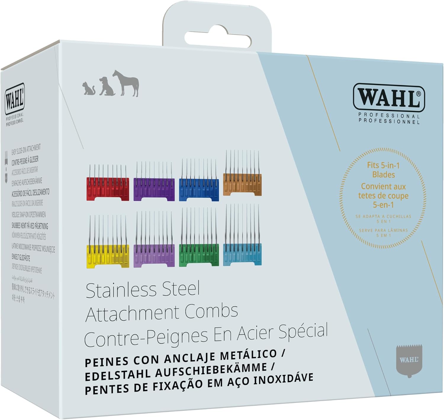 WAHL Professional Animal Stainless Steel Attachment Guide Comb Set for Wahl's Bravura, Arco, 5 Style Groom, Chromado, Creativa, Figura, and Motion Pet, Dog, Cat, and Horse Clippers - Image 4