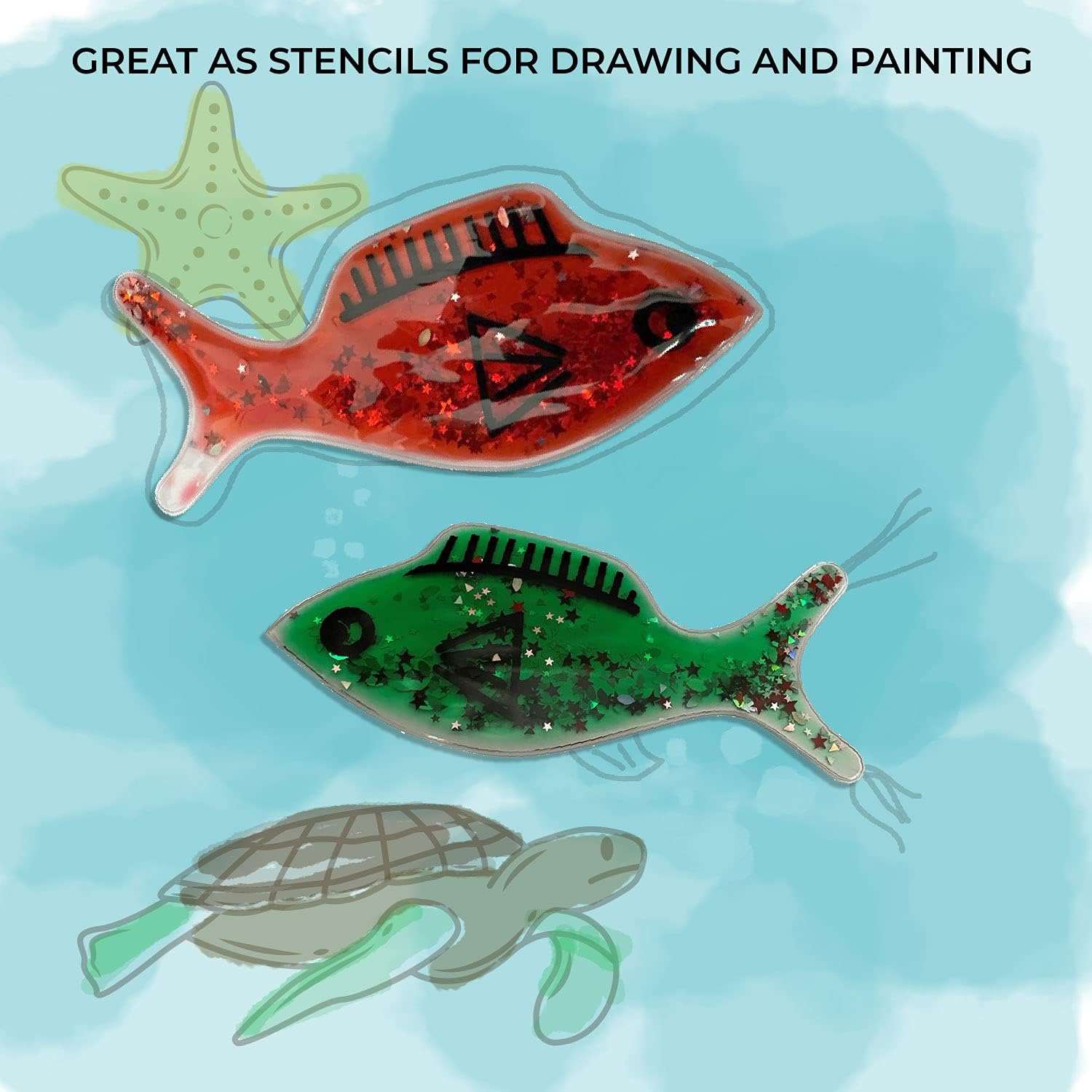 Gel Squidgy Sparkle Sensory Fish Shapes Tactile Fidget Toy 20cm - 4 Pack - Image 4