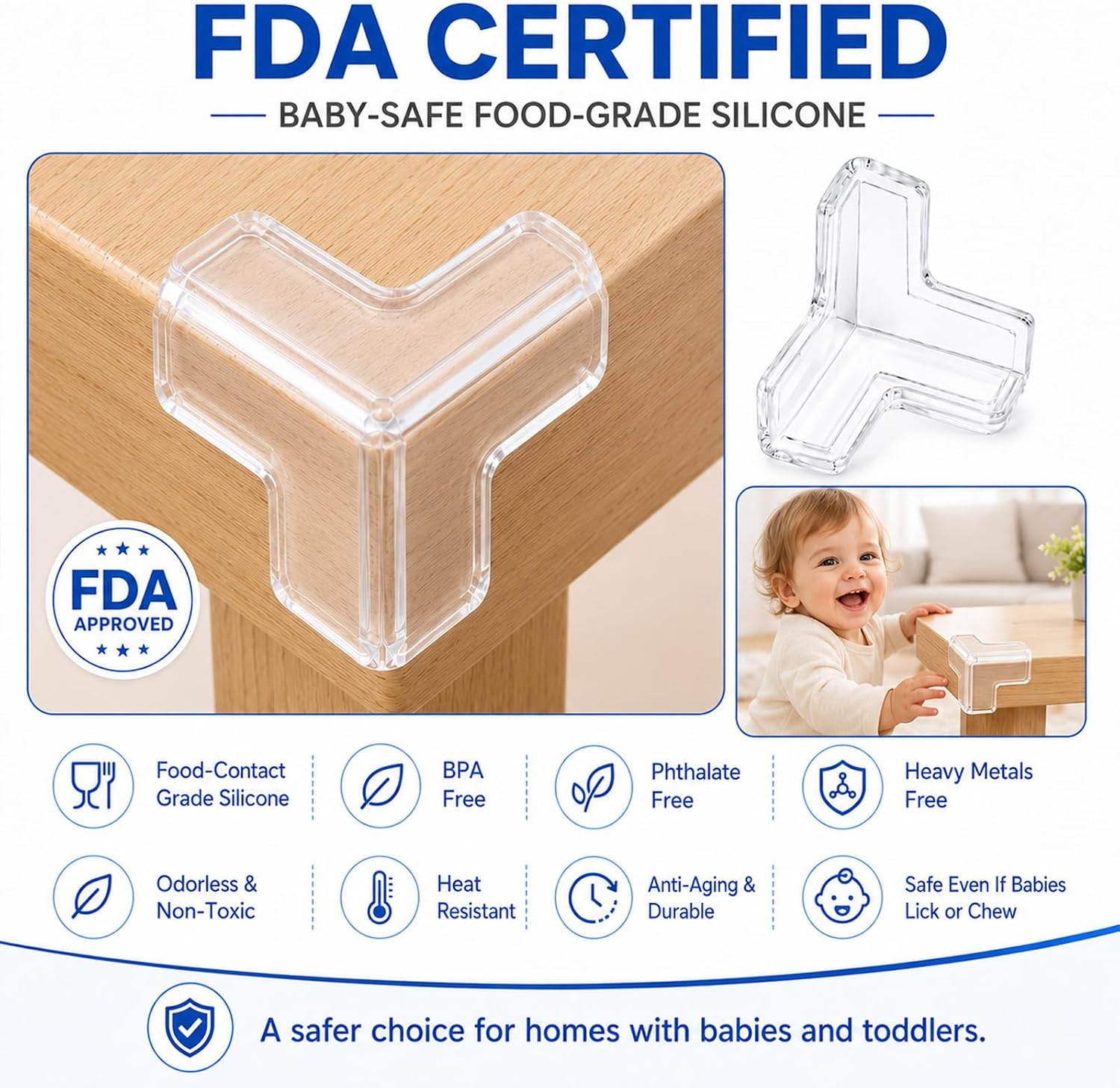 6 Pcs Corner Protectors for Baby, Transparent Table Corner Protectors PVC Silicone T Shape Edge Protector for Baby Proofing Furniture Corners & Edges Safety - Image 3