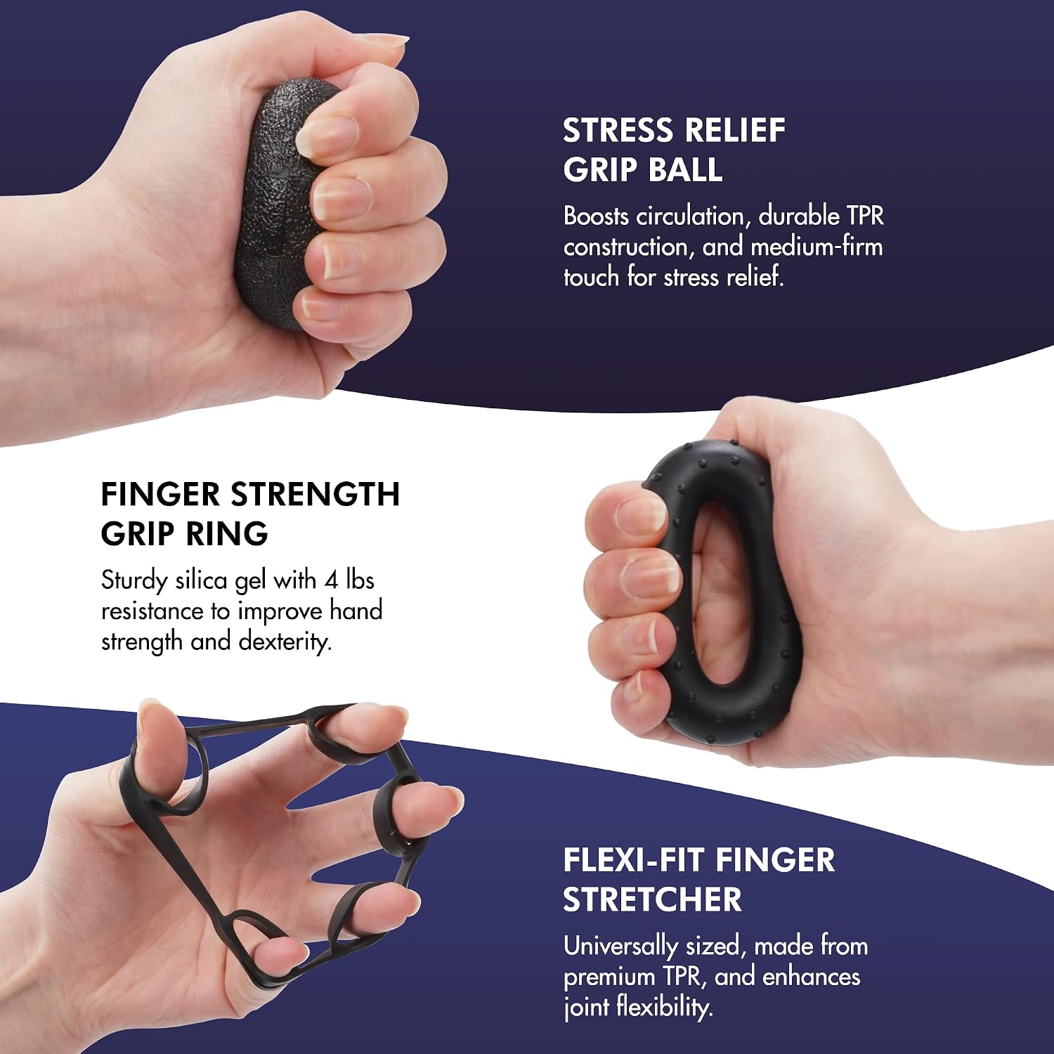 Kayman Grip Strengtheners, Adjustable Hand Grips Resistance, Wrist & Forearm Strengthene PP+TPR, Durable Hand Exerciser Strength Training for Forearm, Fit All Hand Sizes Black - Image 5