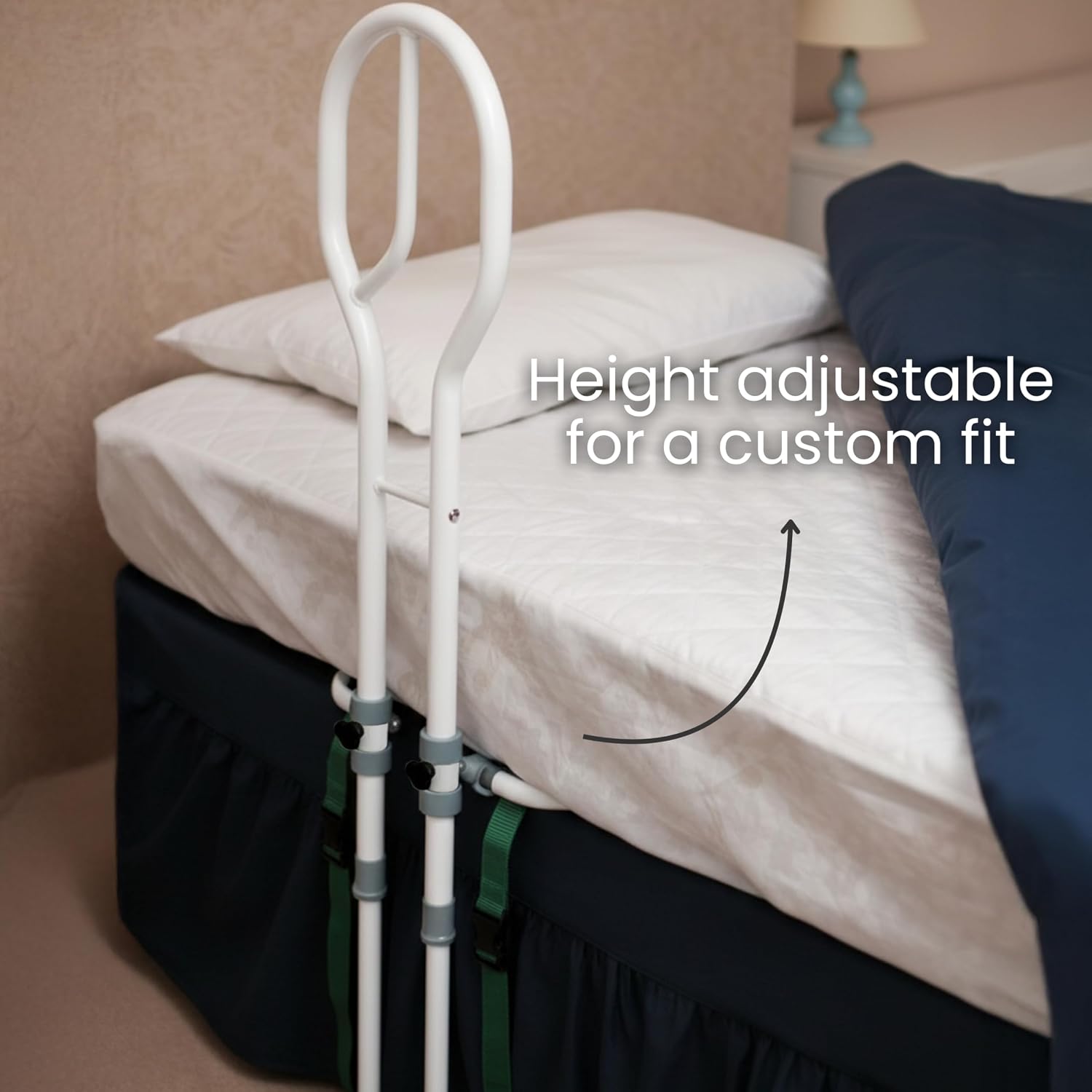 HOMECRAFT Bed Grab Rail – Height-Adjustable Assist Handle for Elderly & Disabled – Sturdy Non-Slip Support for Mobility & Stability – Easy to Assemble, Fits Most Beds for Safe Transfers - Image 4