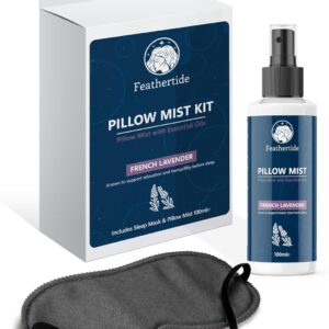 Lavender Pillow Spray with Mask, 100ml – Relaxation Mist with Comfortable Sleep Mask, Calming Essential Oil Spray for Bedtime and Travel
