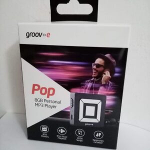 Groov-e POP – Rechargeable 8GB Personal MP3 Player – 6hrs Music Playback, Holds Up to 2000 Songs – Includes Earphones & Micro-USB Charger Cable – Black