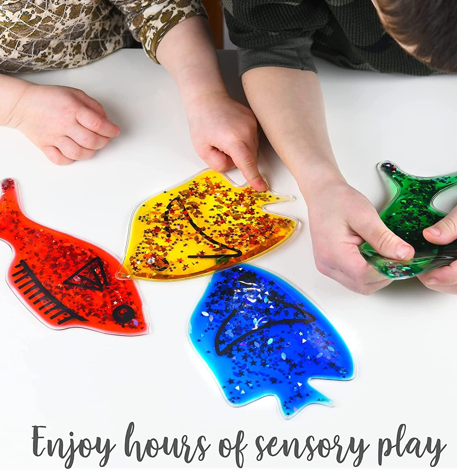 Gel Squidgy Sparkle Sensory Fish Shapes Tactile Fidget Toy 20cm - 4 Pack - Image 7