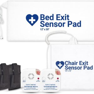 Secure Safety Solutions Chair and Bed Alarm Kit by – Two Patient Alarm Monitors, Bed Sensor, and Chair Sensor – Bed Alarms and Fall Prevention for Elderly Dementia Patients