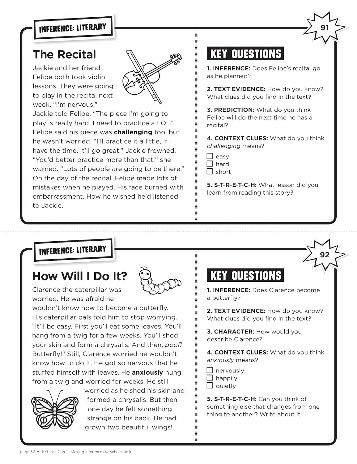 100 Task Cards: Making Inferences: Reproducible Mini-Passages with Key Questions to Boost Reading Comprehension Skills - Image 7