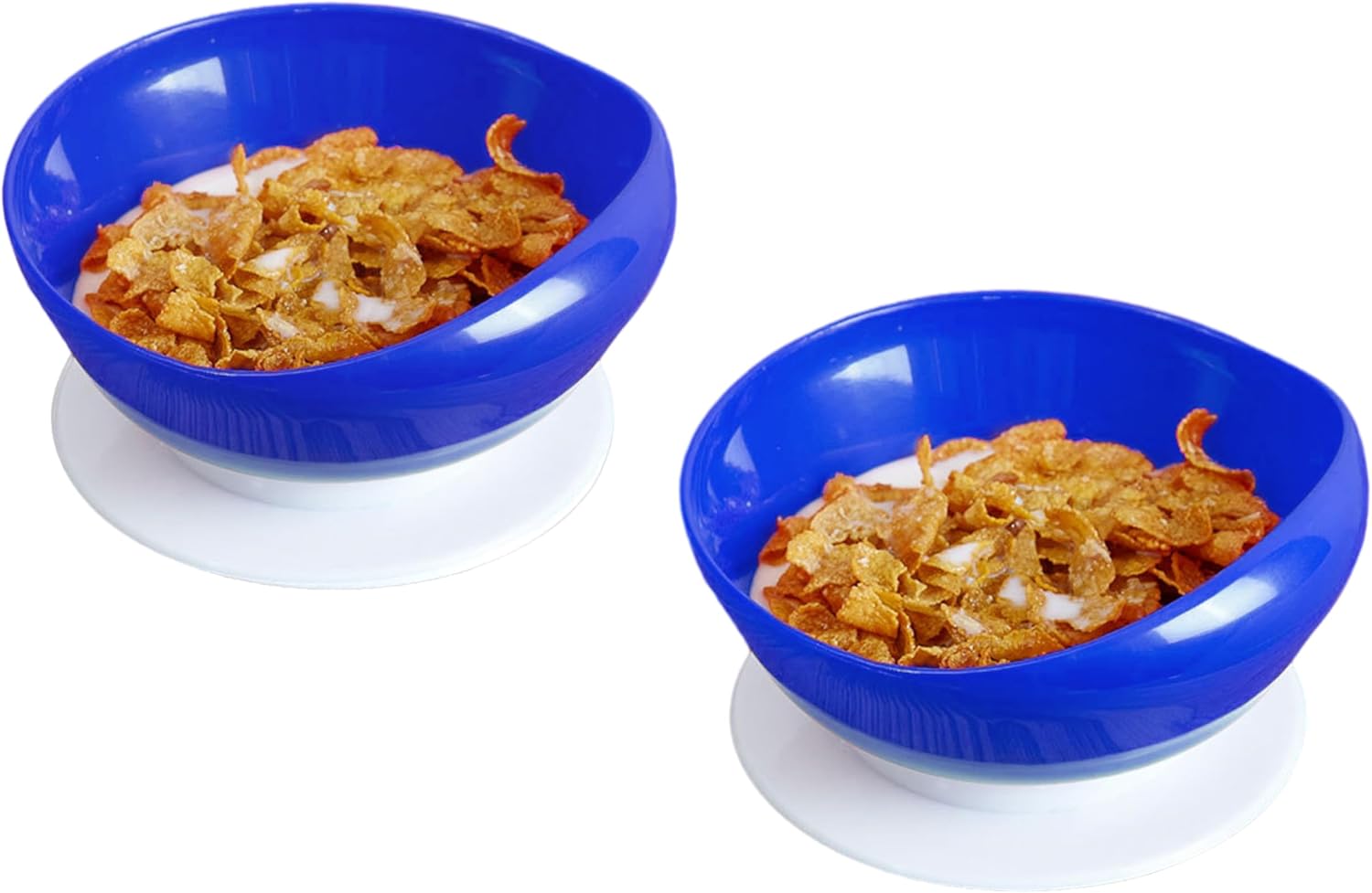 pekokavo 5.8" Anti-Spill Suction Bowl for Seniors, Non-Slip No Tip Adaptive Feeding Bowl for Elderly, Disabled Adults, or Parkinson's, Pack of 2 (Blue Bowls)