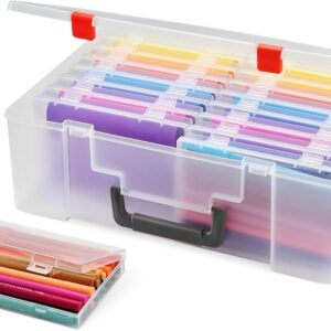 Amazon Basics Photo Storage Case and Craft Organizer with 16 Inner Cases, 12.2 x 36.3 x 26.9 cm, Clear